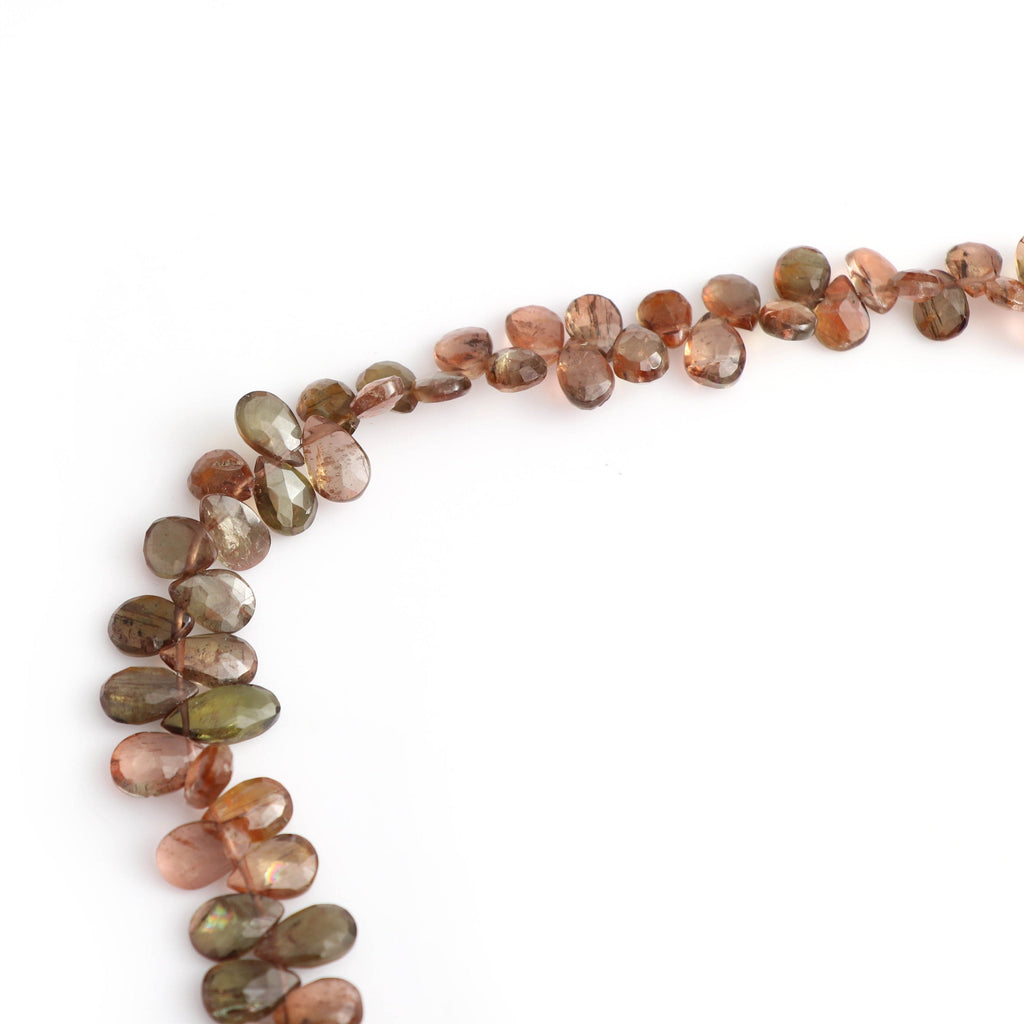 Andalusite Faceted Pears Beads- 5x6 mm to 8x9 mm - Andalusite Pear - Gem Quality , 20 Cm Full Strand, Price Per Strand - National Facets, Gemstone Manufacturer, Natural Gemstones, Gemstone Beads