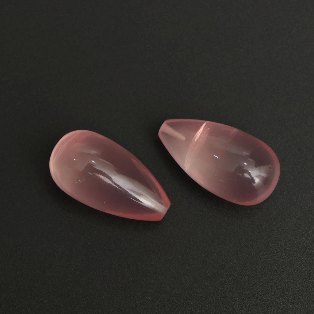 Natural Rose Quartz Smooth Top Drilled Drop Loose Cabochon Gemstone | 14x26 mm | Smooth Cabochon Gemstone | Pair ( 2 Pieces ) - National Facets, Gemstone Manufacturer, Natural Gemstones, Gemstone Beads