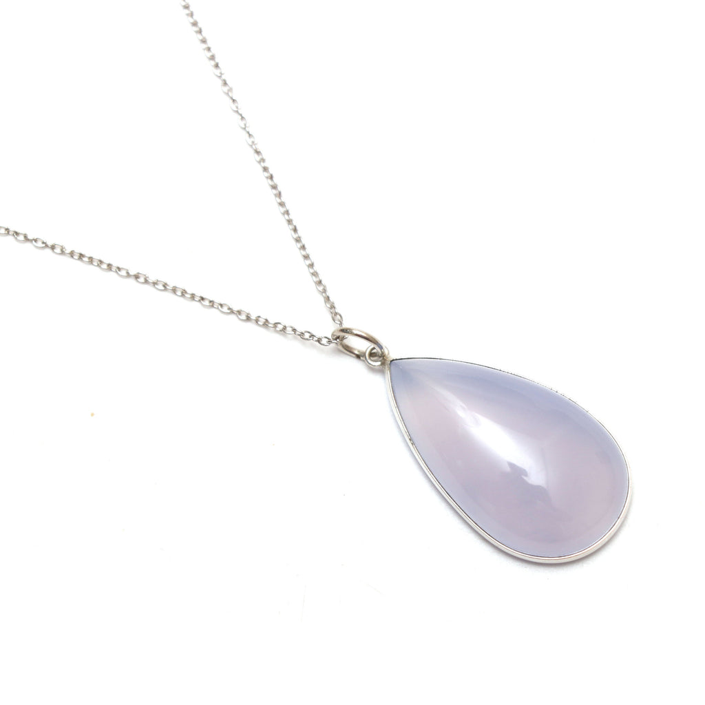 Blue Chalcedony Smooth Pear Gemstone Bezel Pendant | 925 Sterling Silver Plated | Gift For Mom | Price Per Pendant - National Facets, Gemstone Manufacturer, Natural Gemstones, Gemstone Beads