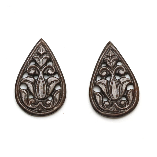 Natural Wonder Sapphire Carving Pear Loose Gemstone - 17x26mm - Sapphire Pear , Wonder Carving Loose Gemstone ,Pair (2 Pieces)