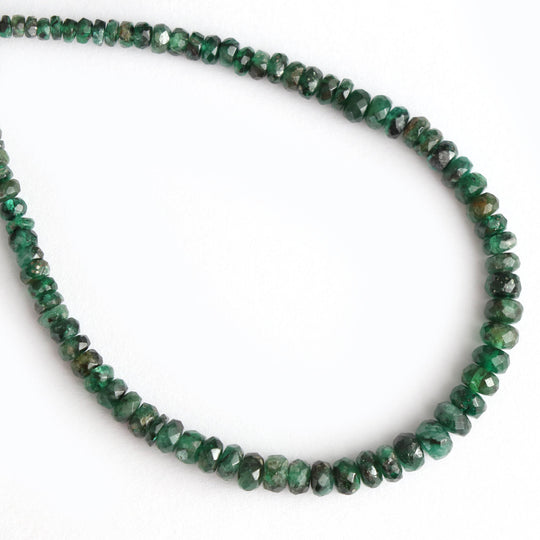 Emerald Faceted Roundel Beads - 4 mm to 5 mm - Emerald Jewelry Making Gemstone, 8 Inch/ 20 Cm Full Strand, Price Per Strand