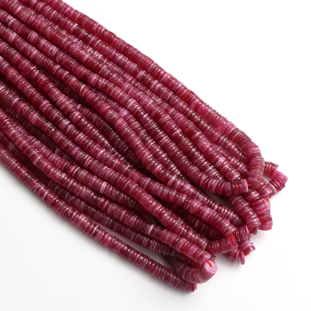 Mozambique AA- Ruby Glass Filled Smooth Coin Shape Beads - 4.5 mm to 6.5 mm, - Gem Quality , 18 Inch/ 46 Cm Full Strand, Price Per Strand - National Facets, Gemstone Manufacturer, Natural Gemstones, Gemstone Beads