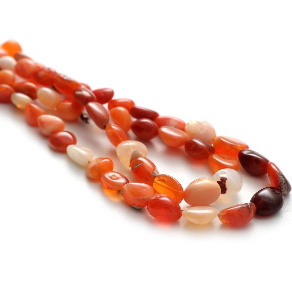 Fire Opal Smooth Tumble Beads - 5x6 mm to 7x11 mm - Fire Opal - Gem Quality , 8 Inch/16 Inch Full Strand, Price Per Strand - National Facets, Gemstone Manufacturer, Natural Gemstones, Gemstone Beads