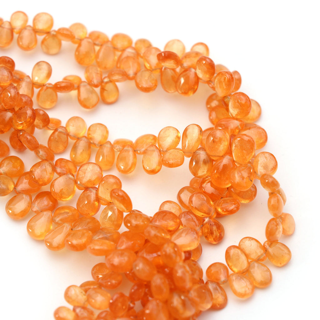 Spessartite Smooth Pear Beads- 4.5x5.5mm To 5.5x8mm- Spessartite Pear Beads - Gem Quality, 8 Inch/16 Inch Full Strand, Price Per Strand - National Facets, Gemstone Manufacturer, Natural Gemstones, Gemstone Beads