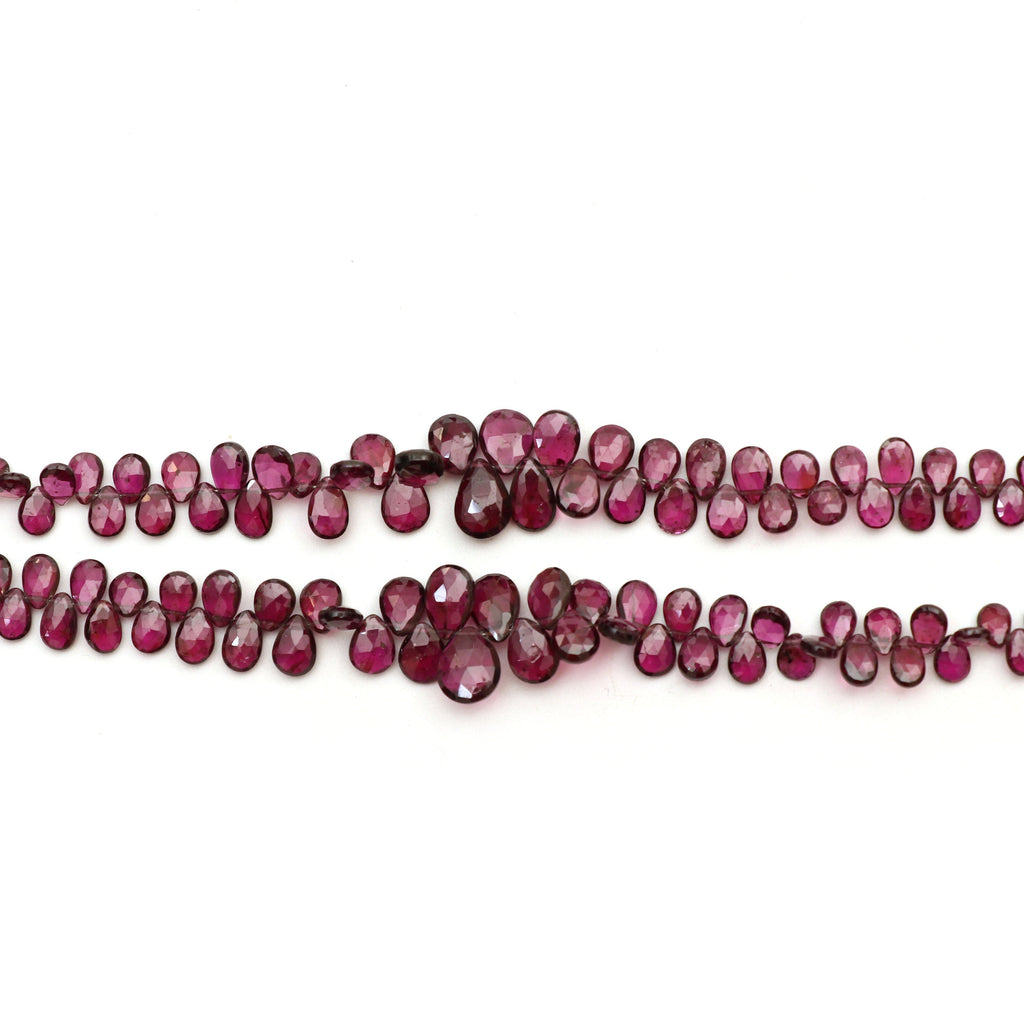Natural Garnet Faceted Pear Beads | 5.5x4 mm to 10x7 mm | 8 Inch | Garnet Faceted Beads | Price Per Strand - National Facets, Gemstone Manufacturer, Natural Gemstones, Gemstone Beads
