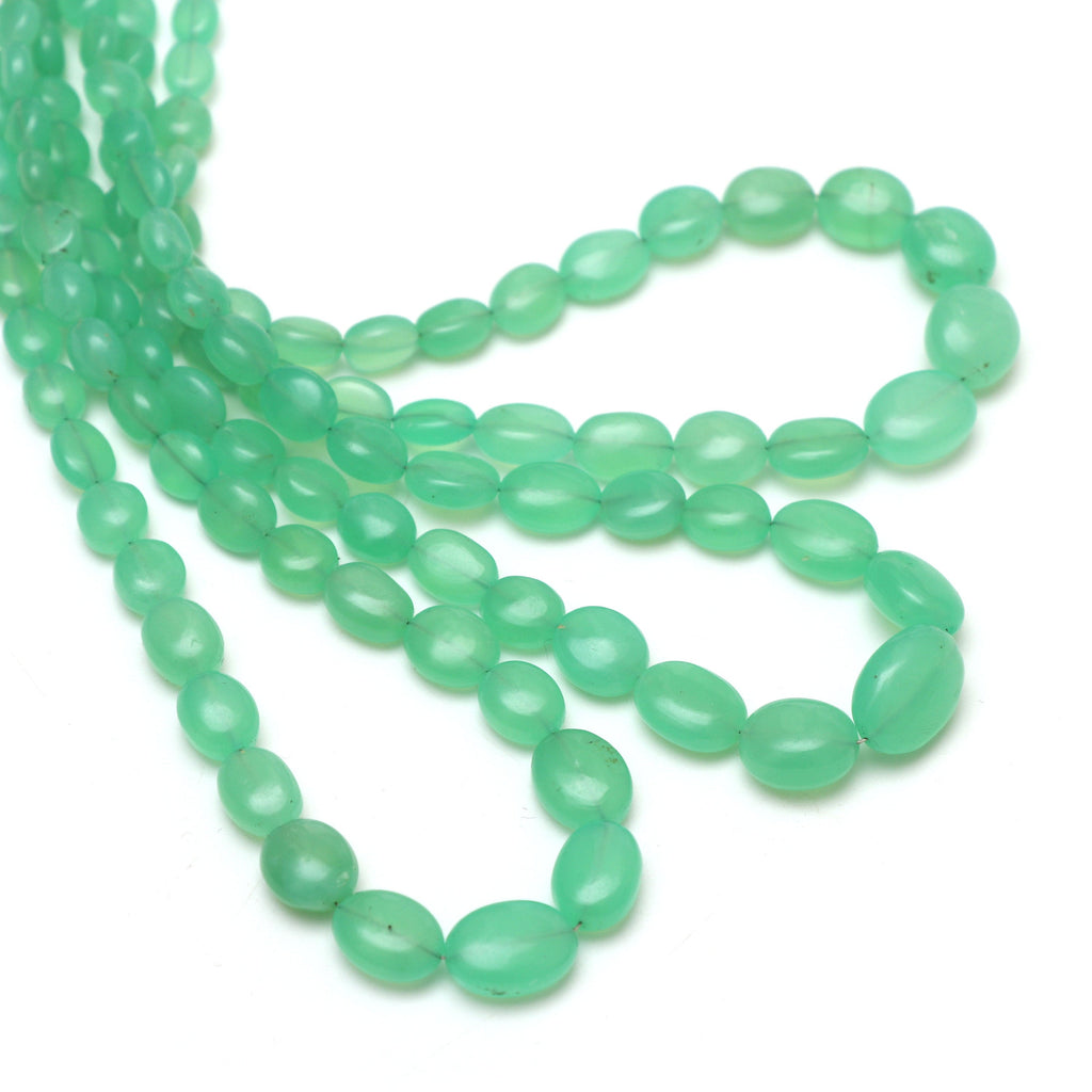 Chrysoprase Smooth Tumble Beads | 4.5x5 mm to 9.5x11.5 mm | Chrysoprase Gemstone | Gem Quality | 8 Inch/ 18 Inch Strand | Price Per Strand - National Facets, Gemstone Manufacturer, Natural Gemstones, Gemstone Beads
