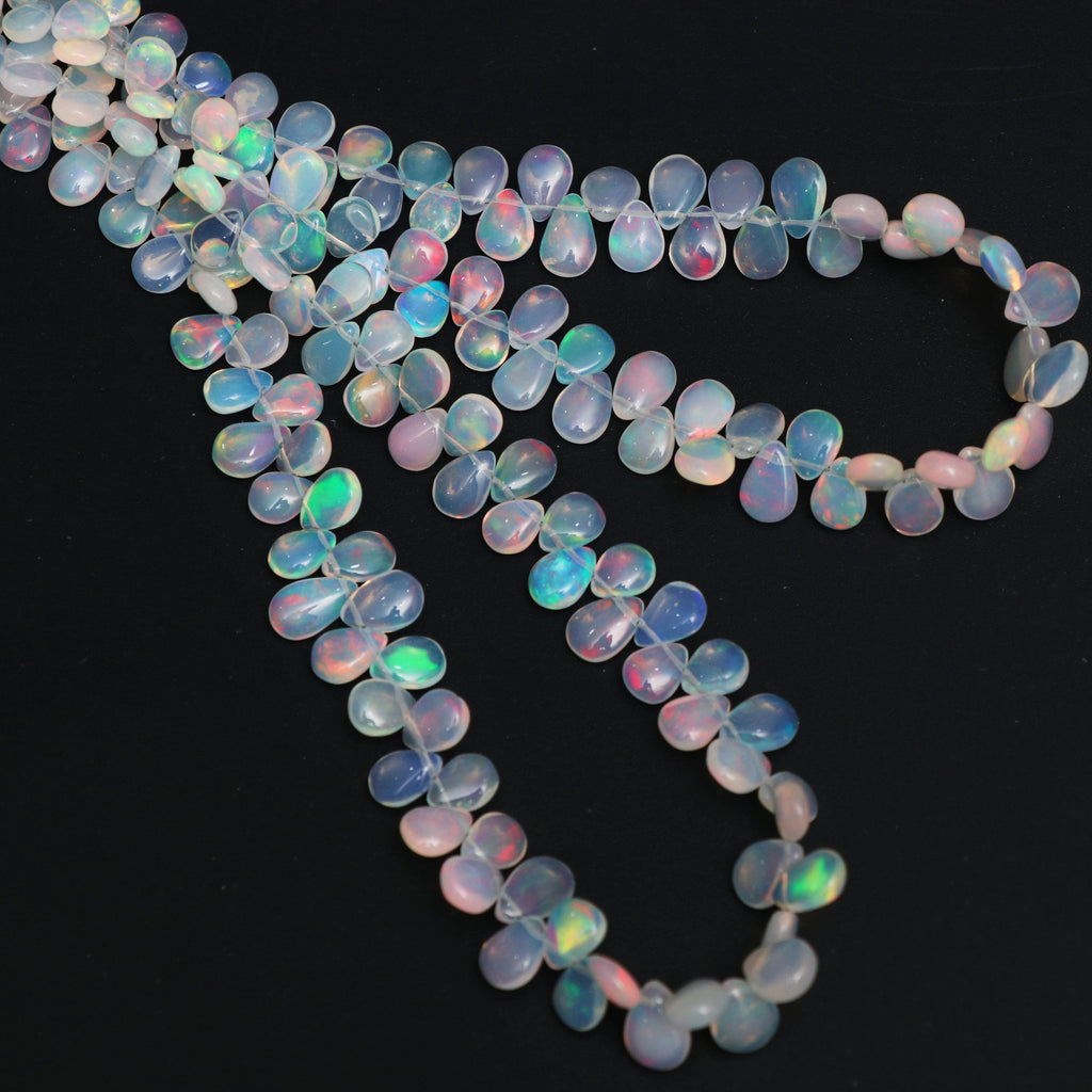 Natural Ethiopian Opal Smooth Pear Beads | 4x5.5 mm to 6x8 mm | Opal Pear Gemstone | 8 Inches/ 16 Inches Full Strand | Price Per Strand - National Facets, Gemstone Manufacturer, Natural Gemstones, Gemstone Beads