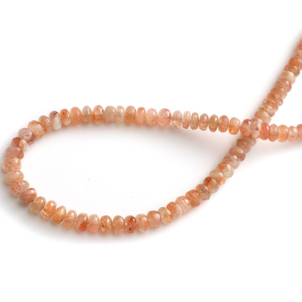 Sunstone Smooth Roundel Beads - 6.5 mm to 7 mm -Sunstone Roundel Beads - Gem Quality , 8 Inch / 16 Inch Full Strand, Price Per Strand - National Facets, Gemstone Manufacturer, Natural Gemstones, Gemstone Beads