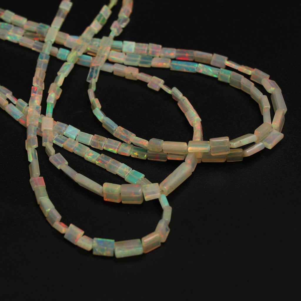 Natural Ethiopian Opal Smooth Rectangle Beads | 3x3.5 mm to 6x9 mm | 8 Inches/ 18 Inches Full Strand | Price Per Strand - National Facets, Gemstone Manufacturer, Natural Gemstones, Gemstone Beads
