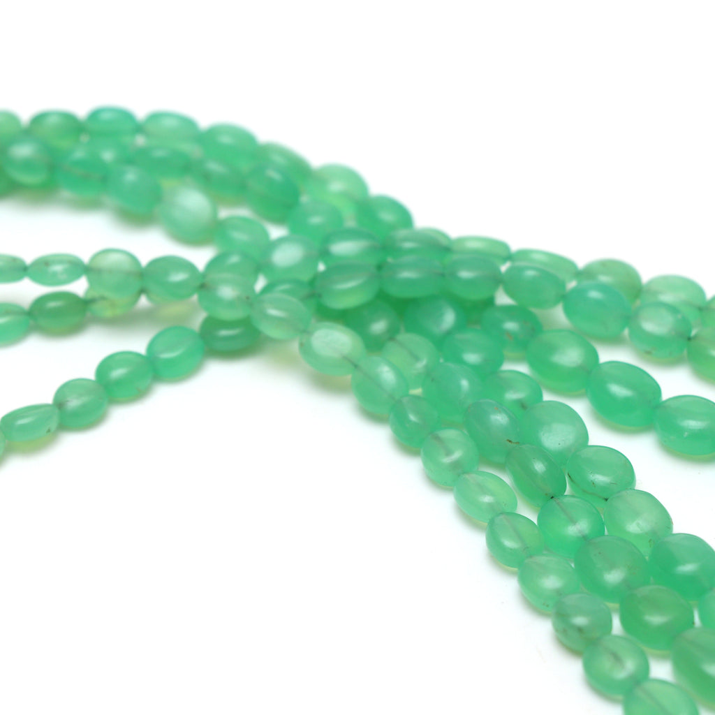 Chrysoprase Smooth Tumble Beads | 4.5x5 mm to 9.5x11.5 mm | Chrysoprase Gemstone | Gem Quality | 8 Inch/ 18 Inch Strand | Price Per Strand - National Facets, Gemstone Manufacturer, Natural Gemstones, Gemstone Beads