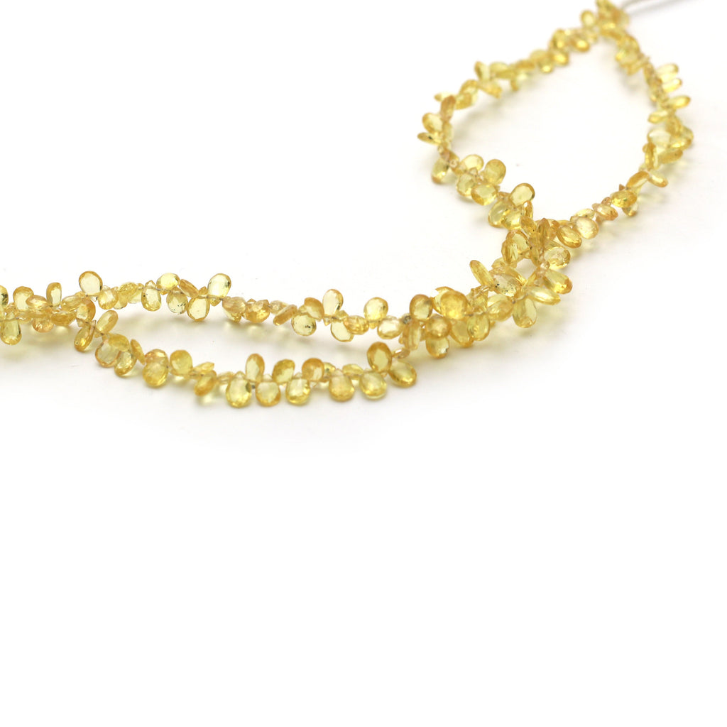 Yellow Sapphire Faceted Pear Beads - 2x4 mm to 4x6 mm - Yellow Sapphire - Gem Quality , 7.5 Inch Full Strand, Price Per Strand - National Facets, Gemstone Manufacturer, Natural Gemstones, Gemstone Beads