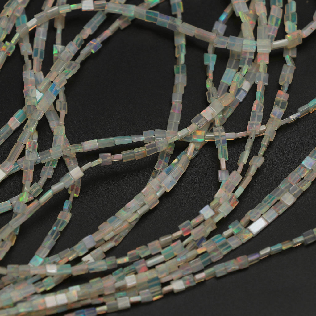 Natural Ethiopian Opal Smooth Rectangle Beads | 3x3 mm to 4x10 mm | 8 Inches/ 18 Inches Full Strand | Price Per Strand - National Facets, Gemstone Manufacturer, Natural Gemstones, Gemstone Beads