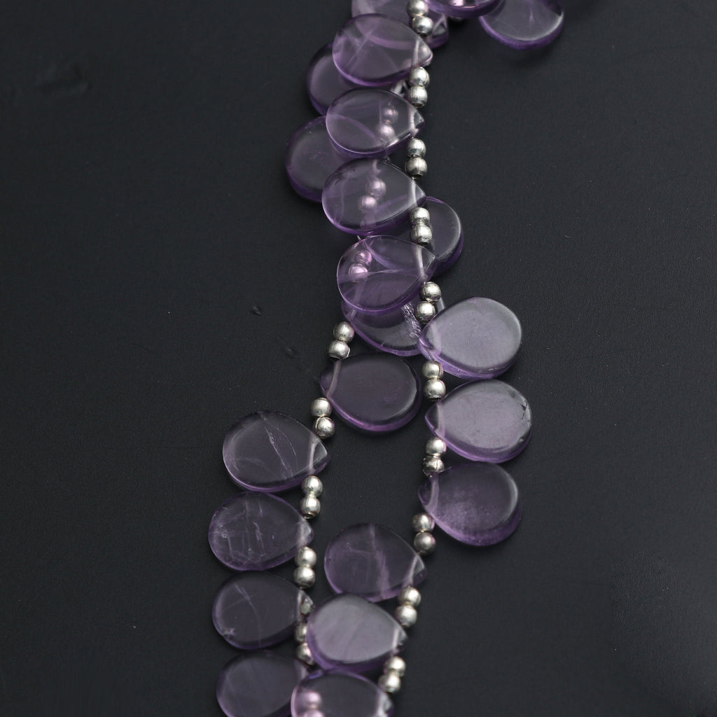 Amethyst Smooth Flat Pears Beads, - 6x8 mm to 9x11 mm - Amethyst Pear - Gem Quality , 20 Cm/ 8 Inch Full Strand, Price Per Strand - National Facets, Gemstone Manufacturer, Natural Gemstones, Gemstone Beads
