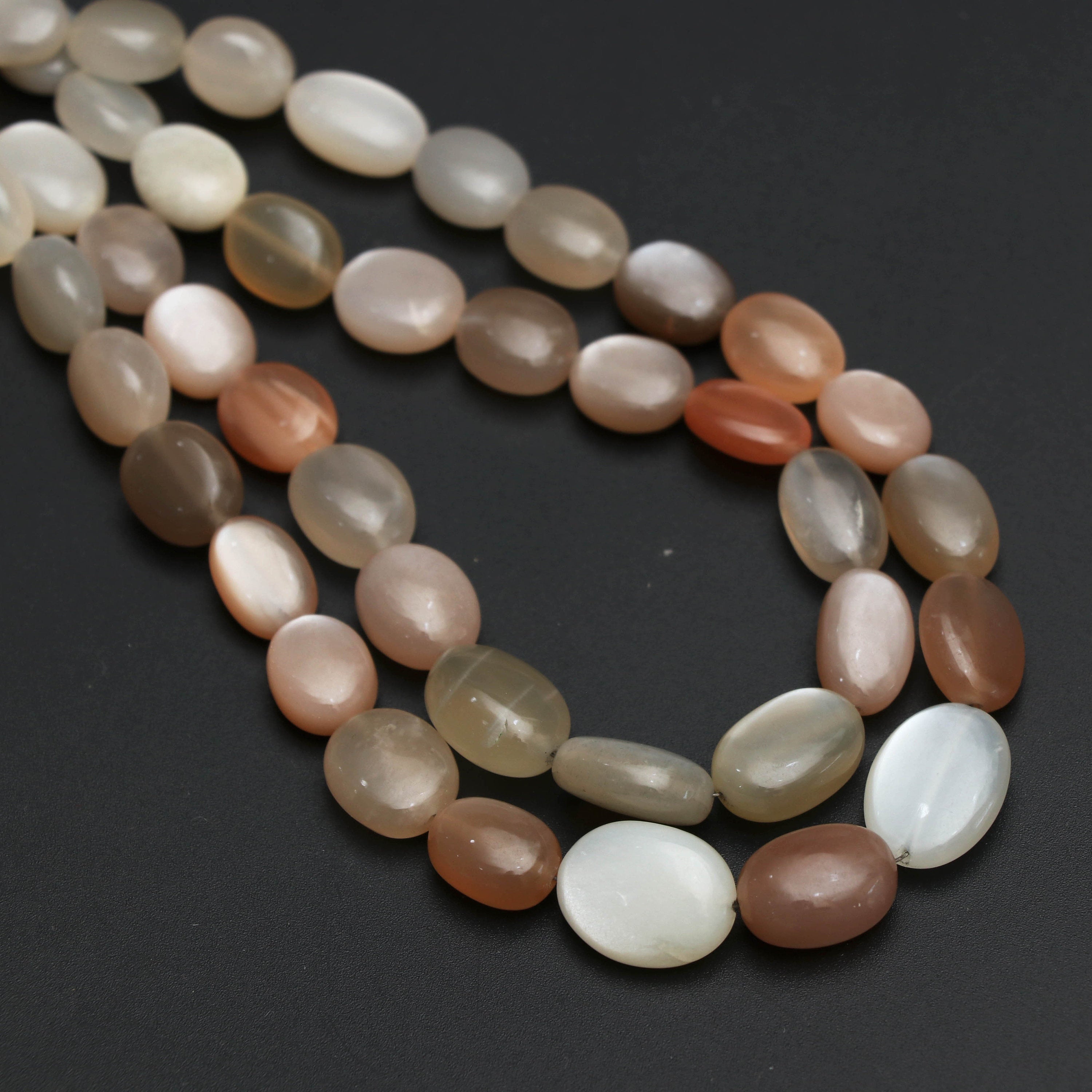 Multi Moonstone Smooth Oval Beads, 6x7 mm to 11x14 mm, Moonstone