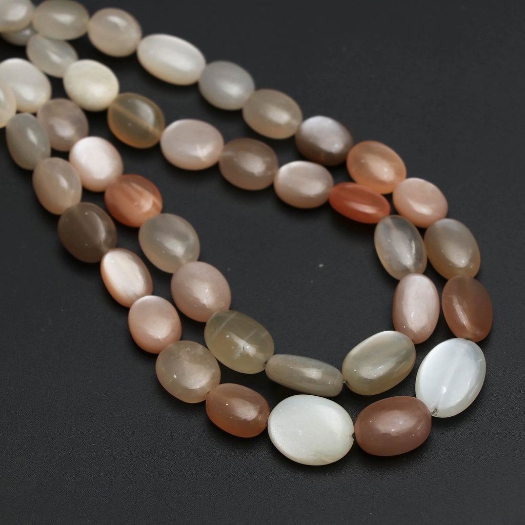 Multi Moonstone Smooth Oval Beads - 6x7 mm to 11x14 mm -Multi Moonstone Gemstone- Gem Quality , 8 Inch/18 Inch Full Strand, Price Per Strand - National Facets, Gemstone Manufacturer, Natural Gemstones, Gemstone Beads