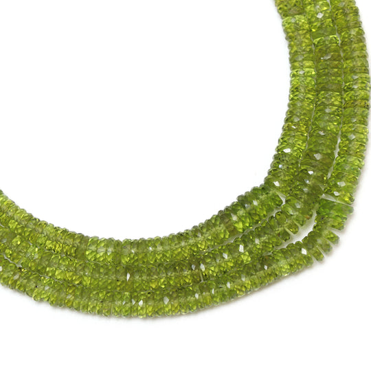 Natural Peridot Faceted Tyre Shape Beads | 4.5 mm to 7 mm | Peridot Wheel Shape Beads | 16 Inch Full Strand | Price Per Strand