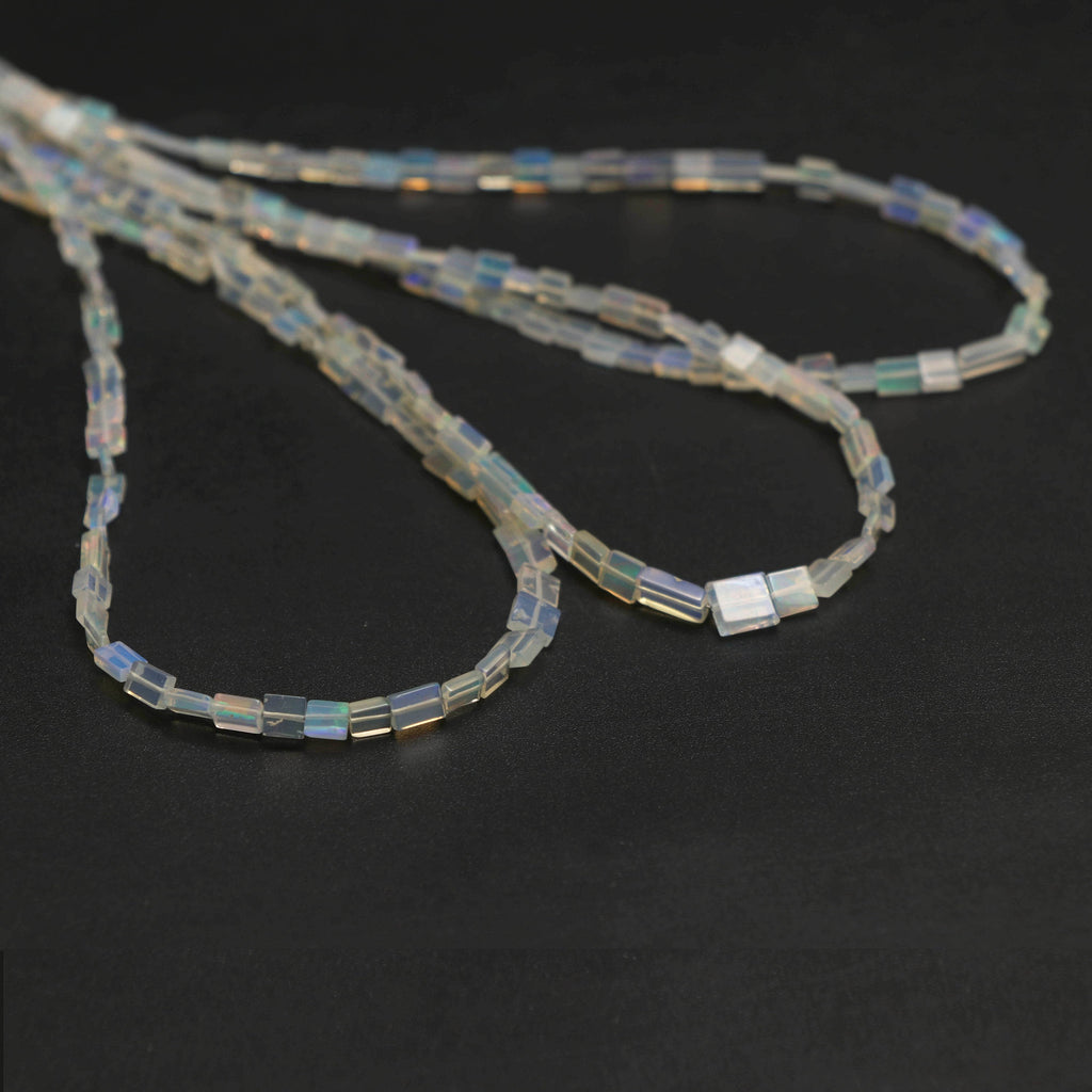 Natural Ethiopian Opal Smooth Rectangle Beads | 3x4 mm to 4x8 mm | 8 Inches/ 18 Inches Full Strand | Price Per Strand - National Facets, Gemstone Manufacturer, Natural Gemstones, Gemstone Beads