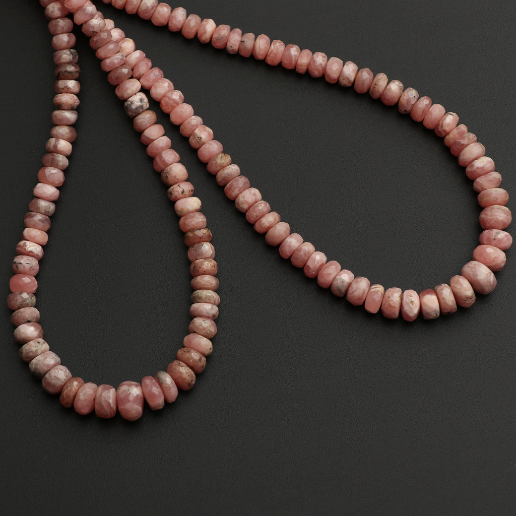 Natural Rhodochrosite Faceted Roundel beads, 3.5 mm to 7 mm, Rhodochrosite Beads, Gem Quality, 8Inch \ 16 Inch Full Strand, Price Per Strand - National Facets, Gemstone Manufacturer, Natural Gemstones, Gemstone Beads