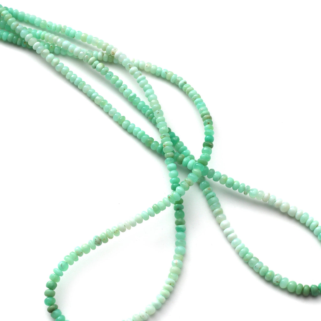 Green Opal Smooth Roundel Shape Beads, 4 mm to 6 mm, Green Opal Beads,- Gem Quality , 8 Inch / 16 Inch Full Strand, Price Per Strand - National Facets, Gemstone Manufacturer, Natural Gemstones, Gemstone Beads