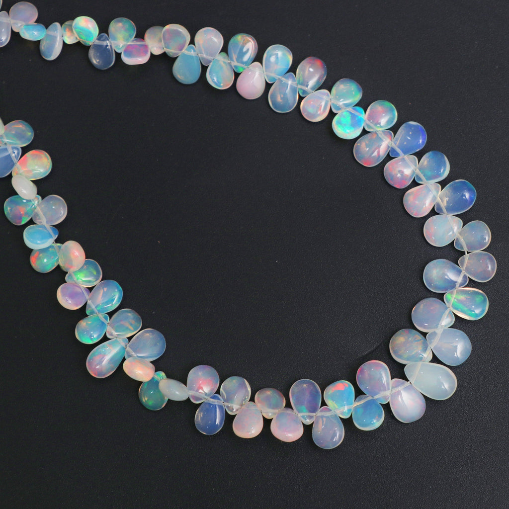 Natural Ethiopian Opal Smooth Pear Beads | 4x5.5 mm to 6x8 mm | Opal Pear Gemstone | 8 Inches/ 16 Inches Full Strand | Price Per Strand - National Facets, Gemstone Manufacturer, Natural Gemstones, Gemstone Beads