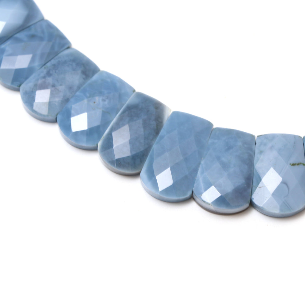Natural Blue Opal Faceted Slice Layout Beads, 8.5x11 mm to 22x13 mm, Blue Opal Faceted Layout, 17 Inch Full Strand, Price Per Strand - National Facets, Gemstone Manufacturer, Natural Gemstones, Gemstone Beads