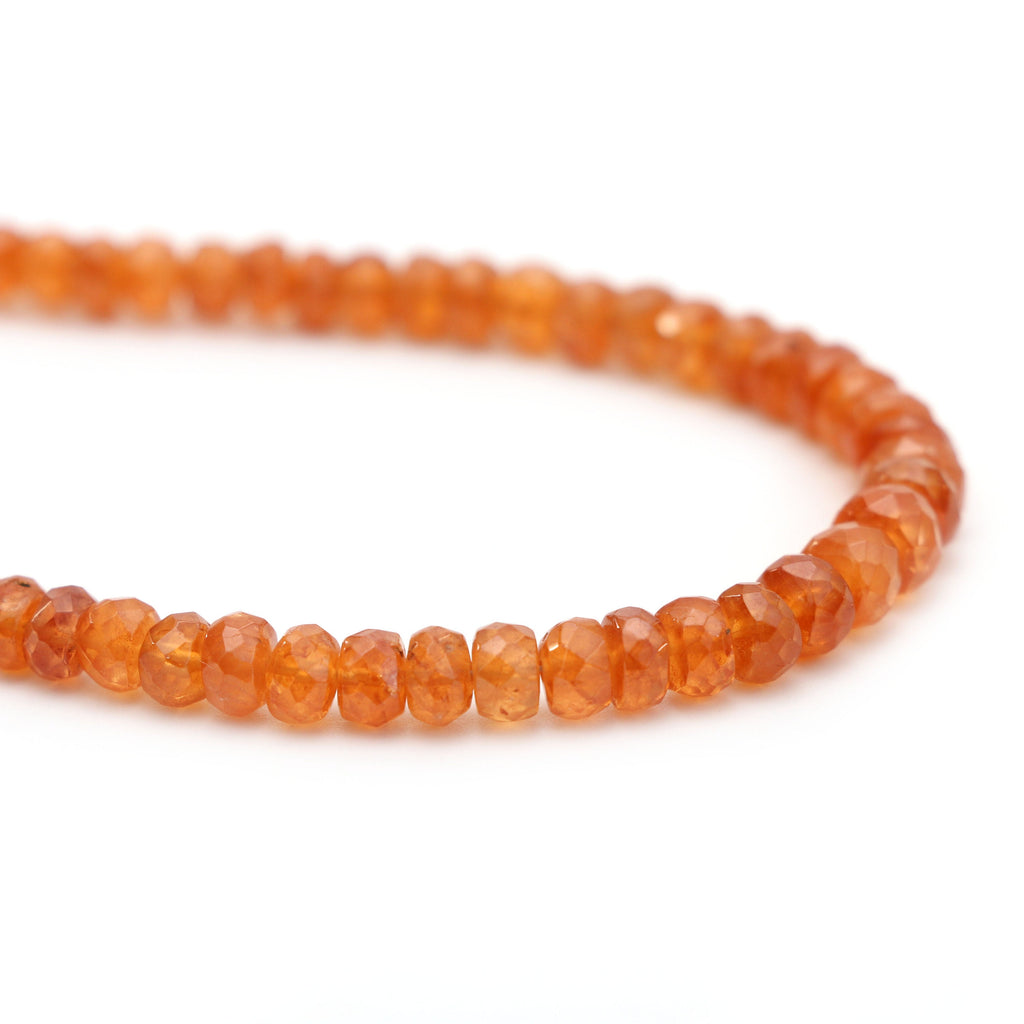 Spessartite Faceted Roundel Beads - 3.5mm to 6mm - Spessartite Roundel Beads - Gem Quality , 8 Inch/16 Inch Full Strand, Price Per Strand - National Facets, Gemstone Manufacturer, Natural Gemstones, Gemstone Beads