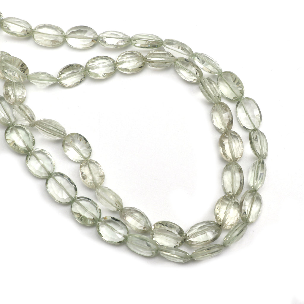 Green Amethyst Faceted Oval Beads, Amethyst Oval Faceted - 11x12 mm to 13x19 mm- Gem Quality, 8 Inch6 Inch Full Strand, Price Per Strand - National Facets, Gemstone Manufacturer, Natural Gemstones, Gemstone Beads