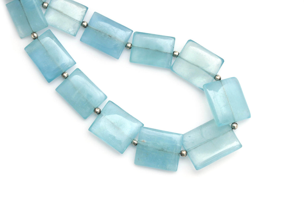 Aquamarine Smooth Rectangle Flat Beads, 10x13 MM to 14x18 MM, Aquamarine, 8 Inch ,Price Per Strand - National Facets, Gemstone Manufacturer, Natural Gemstones, Gemstone Beads