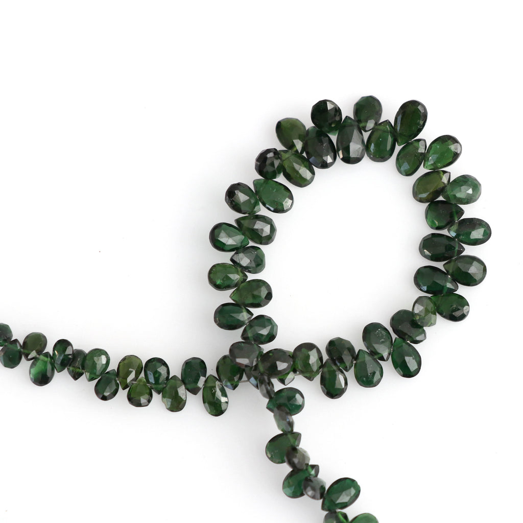 Chrome Tourmaline Faceted Pear Beads, 3x4.5 mm to 4.5x7 mm, Chrome Tourmaline Faceted Gemstone, 8 inch, Price Per Strand - National Facets, Gemstone Manufacturer, Natural Gemstones, Gemstone Beads