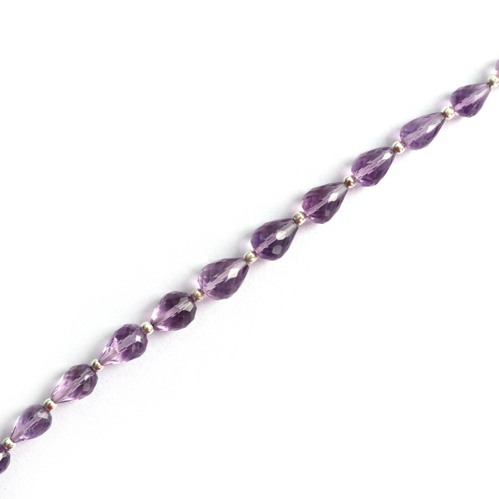 Amethyst Tear Drops Briolette beads, Amethyst Faceted, Amethyst Straight Drill Drops, - 6x5 mm to 11.5x8 mm 8 Inch, Price Per Strand - National Facets, Gemstone Manufacturer, Natural Gemstones, Gemstone Beads