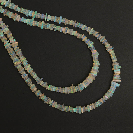 Natural Ethiopian Opal Smooth Square Beads | 3.5 mm to 5 mm | Opal Jewelry Making Beads | 18 Inches Full Strand | Price Per Strand