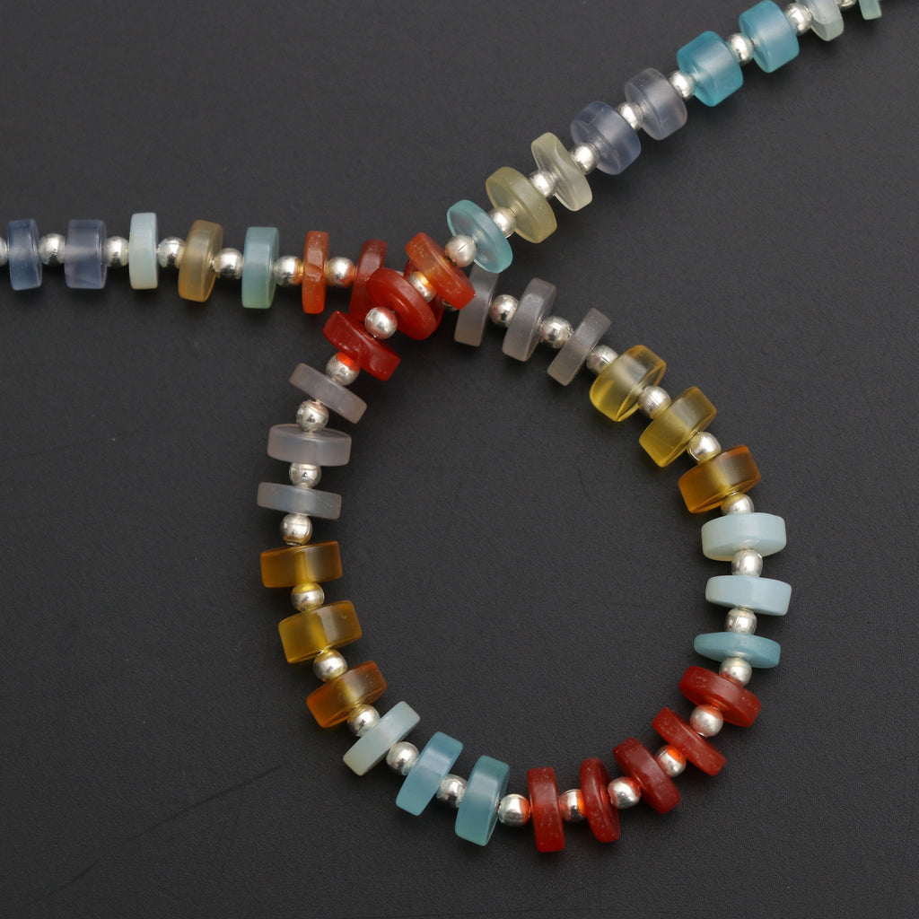 Multi Color Onyx Smooth Tyre Beads , 5 mm to 7 mm ,Multi Onyx Tyre Gemstone , Onyx strand, 8 Inch/20 Cm Full Strand, Price Per Strand - National Facets, Gemstone Manufacturer, Natural Gemstones, Gemstone Beads