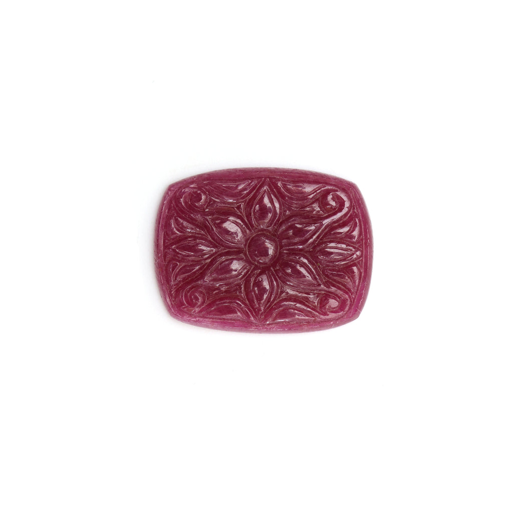 Natural Ruby Carving Cushion Loose Gemstone - 21x28 mm - Ruby Cushion, Ruby Carving Loose Gemstone, 1 Piece - National Facets, Gemstone Manufacturer, Natural Gemstones, Gemstone Beads