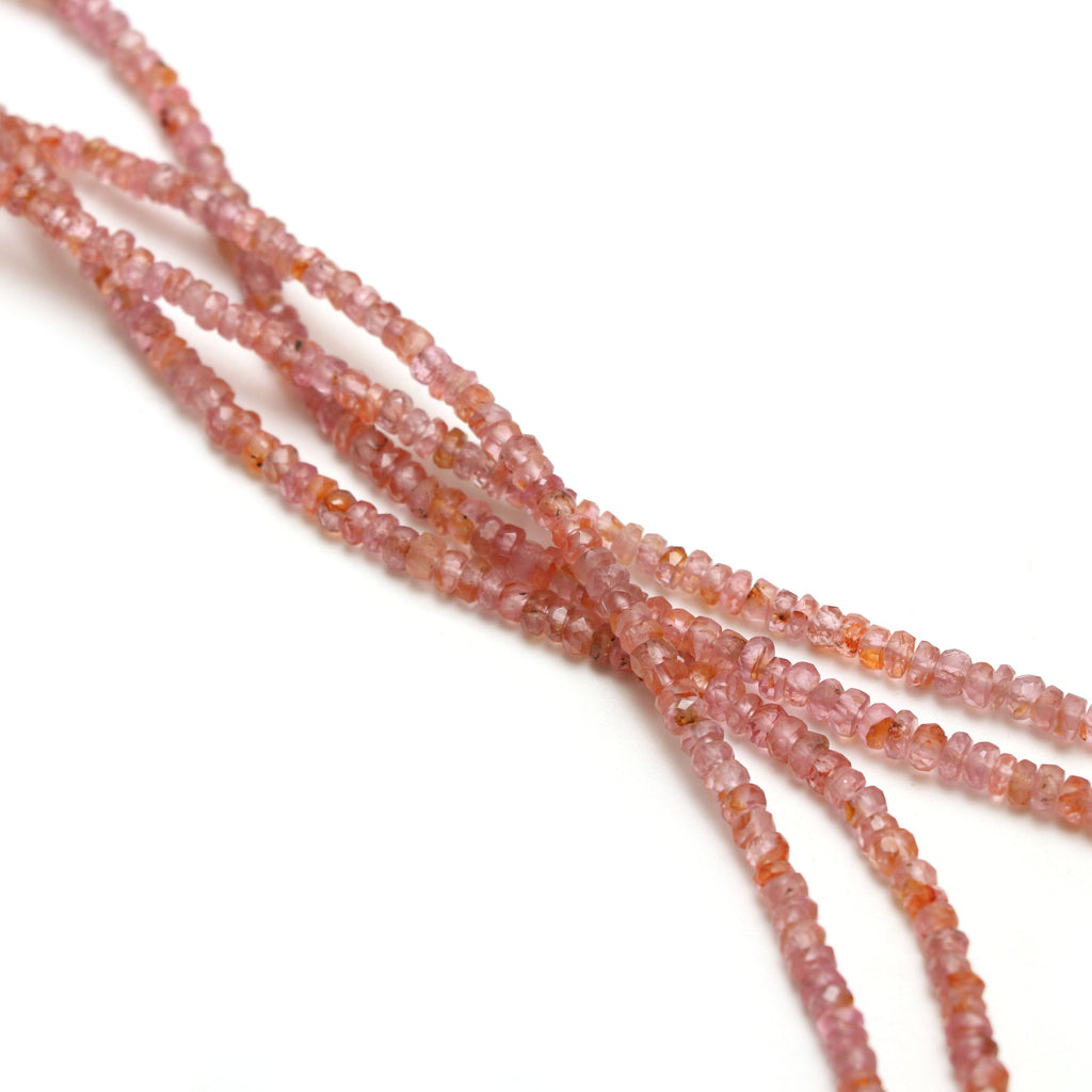 Natural Pink Spinel Faceted Rondelle Beads | 3 mm to 5 mm | Pink Spinel Beads | 8 Inch/ 18 Inch Full Strand | Price Per Strand - National Facets, Gemstone Manufacturer, Natural Gemstones, Gemstone Beads