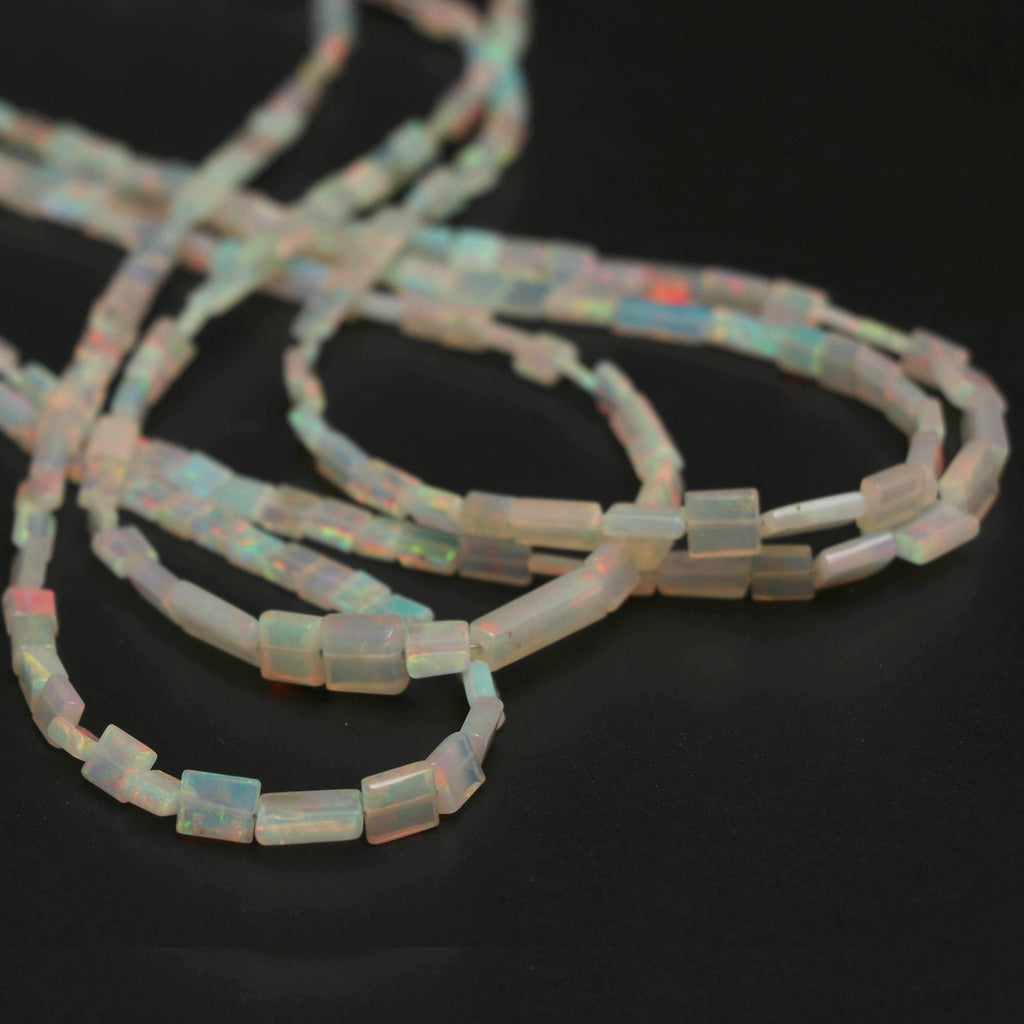 Natural Ethiopian Opal Smooth Rectangle Beads | 3x3.5 mm to 6x9 mm | 8 Inches/ 18 Inches Full Strand | Price Per Strand - National Facets, Gemstone Manufacturer, Natural Gemstones, Gemstone Beads