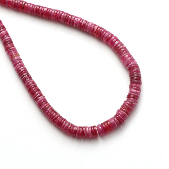 Mozambique AA- Ruby Glass Filled Smooth Coin Shape Beads, 4.5 mm to 6.5 mm, Ruby Jewelry Making Beads, 18 Inch/ 46 Cm Full Strand, Price Per Strand