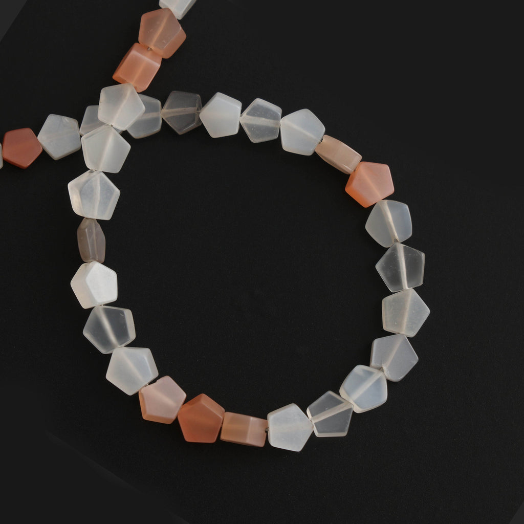 Best Quality Natural Multi Moonstone Pentagon Beads, 4.5 mm to 5.5 mm, Semi Precious Stone Beads Peach White Gray, 8 Inches strand - National Facets, Gemstone Manufacturer, Natural Gemstones, Gemstone Beads