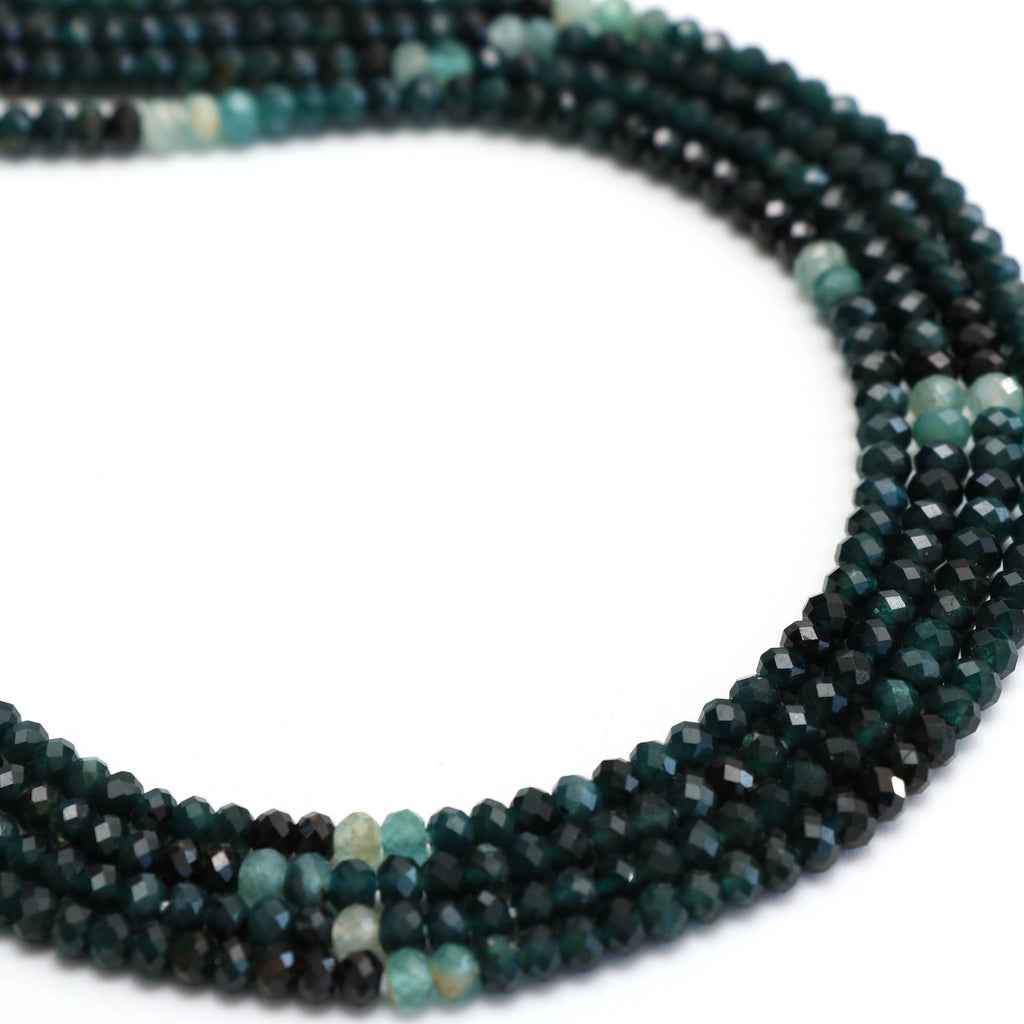 Grandidierite Faceted Roundel Beads, Grandidierite Shaded Beads, 4 mm, Gem Quality, 8 Inch6 Inch Full Strand, Price Per Strand - National Facets, Gemstone Manufacturer, Natural Gemstones, Gemstone Beads