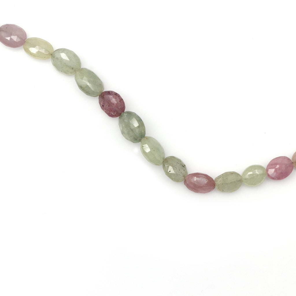 Multi Sapphire Faceted Oval Beads , Oval Nuggets, Multi Sapphire Faceted- 5x4 mm to 8x6 mm- Gem Quality, 8 Inch / 16 Inch, Price Per Strand - National Facets, Gemstone Manufacturer, Natural Gemstones, Gemstone Beads