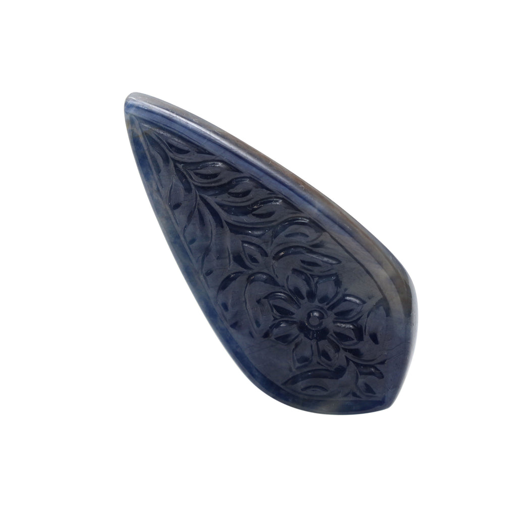 Natural Blue Sapphire Carving Leaf Shape Loose Gemstone - 45x22mm - Sapphire Leaf , Sapphire Carving Loose Gemstone ,Pair (2 Pieces) - National Facets, Gemstone Manufacturer, Natural Gemstones, Gemstone Beads