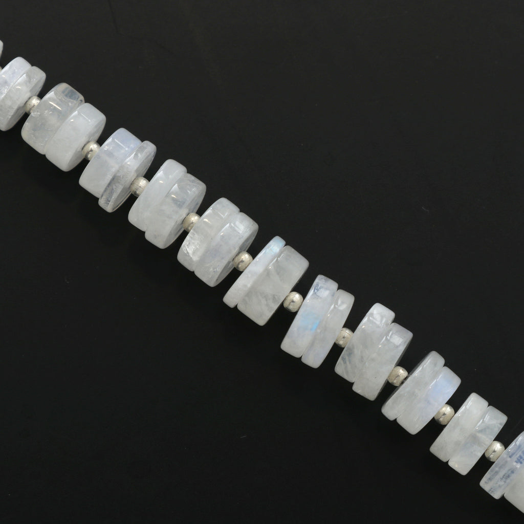 Rainbow Moonstone Smooth Tyre - 7 mm to 10 mm - Rainbow Moonstone - Gems Quality , 8 Inch Full Strand, Price Per Strand - National Facets, Gemstone Manufacturer, Natural Gemstones, Gemstone Beads