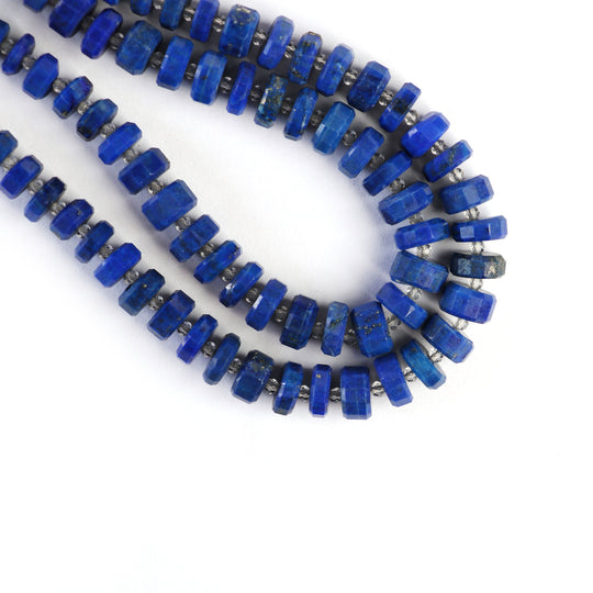 Natural Lapis Lazuli Crystal Tyre Beads- 6 mm to 8 mm - Lapis Lazuli Faceted Tyre, Gem Quality , 8 Inch Full Strand, Price Per Strand
