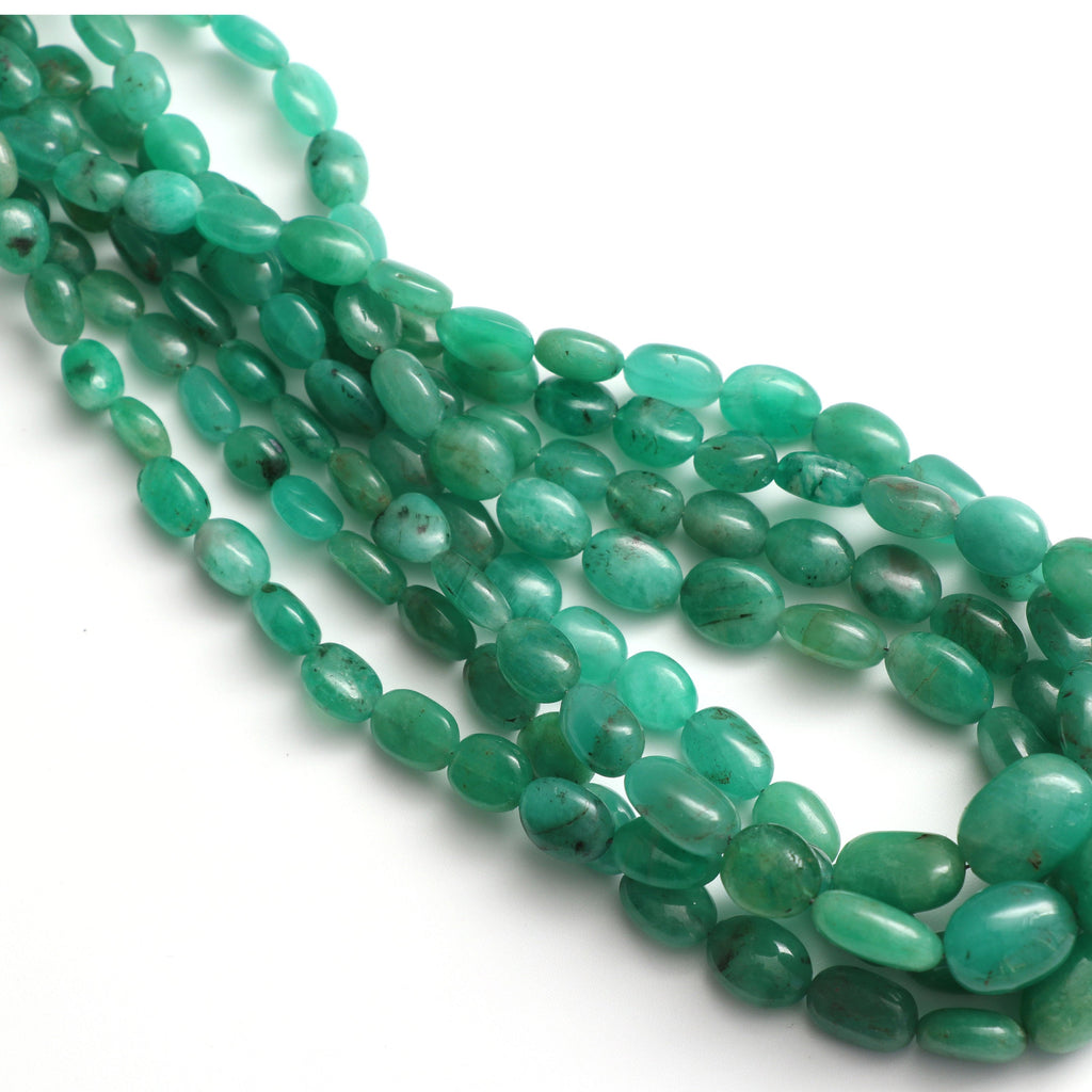 Emerald Smooth Oval Beads, 5x4 mm to 13x9 mm, Dyed Emerald Smooth Oval Beads - Gem Quality , 18 Inch/ 46 Cm Full Strand, Price Per Strand - National Facets, Gemstone Manufacturer, Natural Gemstones, Gemstone Beads