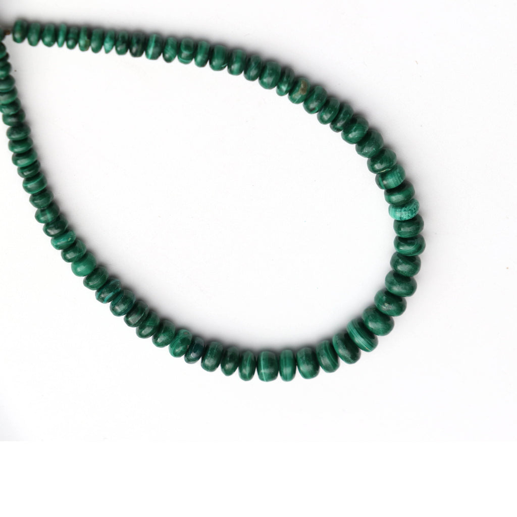 Natural Malachite Smooth Roundel Beads, 4 mm to 6.5 mm- Malachite Roundel- Gem Quality , 8 Inch/ 20 Cm Full Strand, Price Per Strand - National Facets, Gemstone Manufacturer, Natural Gemstones, Gemstone Beads