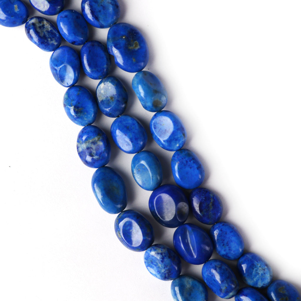 Natural Lazuli Lapis Tumble Smooth Beads, 9x12 MM to 10.5x13.5 MM ,Lazuli Lapis AA Quality , 8 Inch, Price Per Strand - National Facets, Gemstone Manufacturer, Natural Gemstones, Gemstone Beads