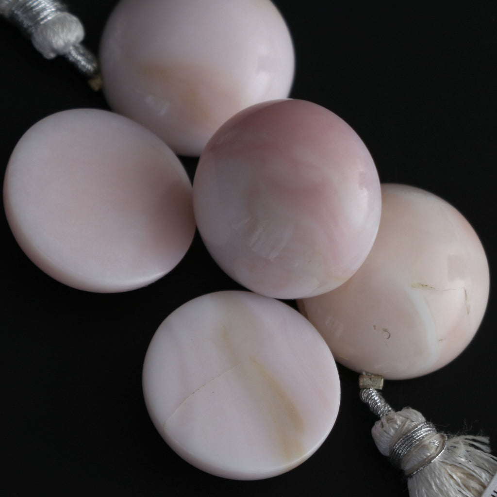 Pink Opal Round Smooth Beads -20 mm- Pink Opal One Side Cabs Gemstone - Gem Quality , 5 Cm Full Strand, Price Per Strand - National Facets, Gemstone Manufacturer, Natural Gemstones, Gemstone Beads