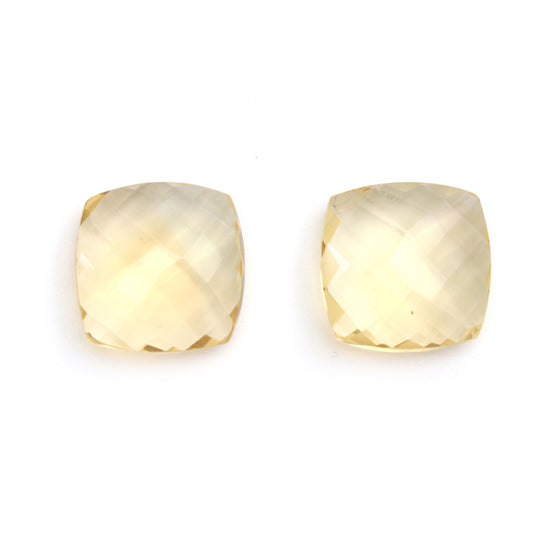 Natural Citrine Double Sided Rose Cut Cushion | 20x20 mm | Citrine Jewelry Making Gemstone | Rose Cut Gemstone | Pair ( 2 Pieces )