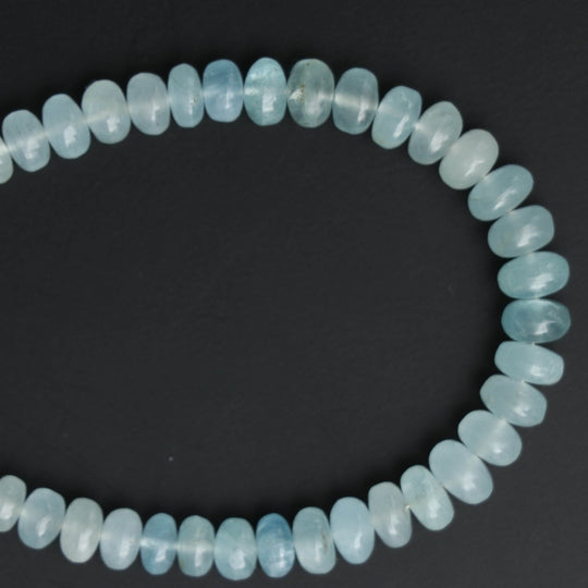 6 mm to 7.5 mm Natural Aquamarine Smooth Rondelle Beads