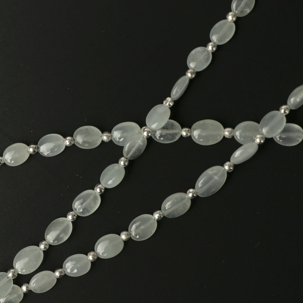 Aquamarine Smooth Oval, White Smooth Oval, Aquamarine Smooth - 4x5 mm to 6x7 mm, Aquamarine Smooth Oval Shaped, 8 inch strand, 1 strand - National Facets, Gemstone Manufacturer, Natural Gemstones, Gemstone Beads