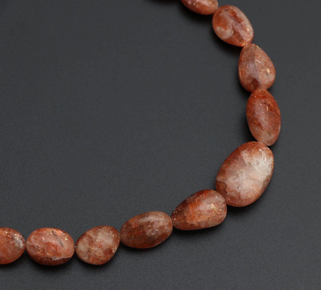 Sunstone Smooth Tumble Beads, Sunstone Tumble - 7x11 mm to 15x20 mm - Sunstone - Gem Quality , 8 Inch/ 20 Cm Full Strand, Price Per Strand - National Facets, Gemstone Manufacturer, Natural Gemstones, Gemstone Beads
